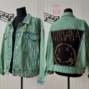 Nirvana acid wash denim jacket